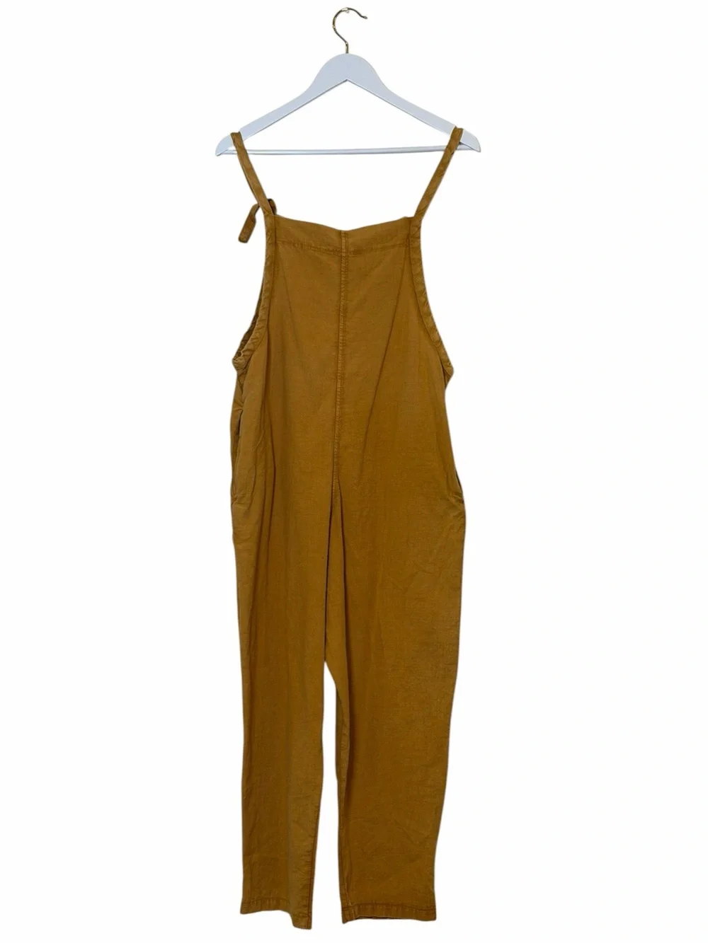 Mustard Yellow Wide-Leg Tie Overall Jumpsuit- O/S